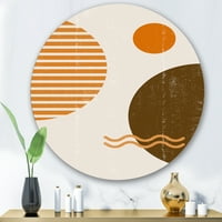 Designart 'Abstract Minimal Moon And Sun In Earth Tones III' Modern Circle Metal Wall Art-disk of 29