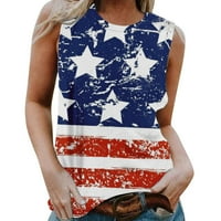 Ženska Ruka Obojena Američka Zastava Majica V Izrez Majica Pulover Kratki Rukav Vrhovi Dan Nezavisnosti