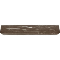 12W 10H 16'L 3-Sided ručno tesani Endurathane Fau drvena stropna greda, Vintage Mahagonij