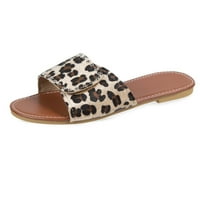 JSEZML Womens Ravne papuče Podesive otvorene nožne sandale Vintage Leopard Flats Indoor Vanjski komfor casual klizačke sandale