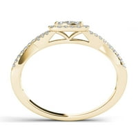 Carat T. W. Diamond Criss-Cross Shank Halo klaster 10kt zaručnički prsten od žutog zlata
