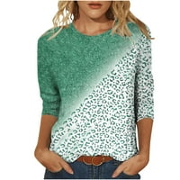 hoksml slatki vrhovi za žene, Ženska Moda Leopard Print labava majica rukav košulja okrugli vrat Casual