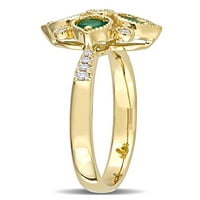Miabella ženski karat T. G. W. smaragd i karat T. W. dijamant 14kt geometrijski prsten od žutog zlata