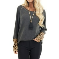 Ženska ležerna bluza s dugim rukavima labava leopard košulja majica Ležerne prilike Plus sim vitka tunika