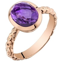 Oravo ct ovalni oblik ljubičasti ametist Solitaire prsten od 14k ružičastog zlata