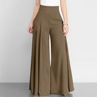 Žene Casual elegantne pantalone Slim Fit jednobojne visoke elastične pantalone sa širokim nogavicama modne