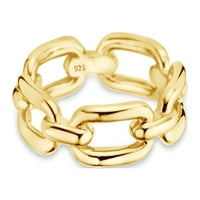 Lančani dizajn lančani prstenovi za ženski nakit poklon od 14k žutog zlata preko Sterling srebra veličina