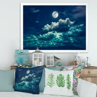 PromenArtirt 'Puni mjesec noć u oblačnoj nebu II' nautički i obalni uobičajen umjetnički otisak