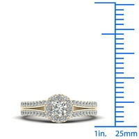 3 4ct TDW dijamantski verenički prsten sa 10k žutog zlata Halo Split drškom