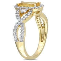 Carat t.g.w. Citrine, bijeli safir i karat T.W. Diamond 10kt Žuto zlato Halo Infinity prsten