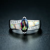 Lab je stvorio Opal i originalni Ovalni rez Mystic 18kt bijeli pozlaćeni prsten