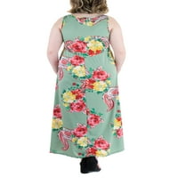 24Seven Comfort odjeći ženski plus veličina cvjetni bez rukava VAC džep maxi haljina