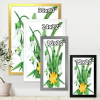 Designart' Snowdrops and Yellow Erantis VIntage Flowers ' tradicionalni uokvireni umjetnički Print