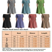 Beiwei Dame casual posada izrez Midi haljine Side džepovi Majica T majica Dress Solid Color Kaftan sendress