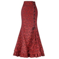 Suknje za žene Žene Punk Style Retro suknja Vintage Long Bodycon Ruffle Fishtail suknje ženske suknje crvene l