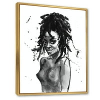PROIZVODNJAČA 'Crno-bijeli portret afroameričke žene V' Moderna uokvirena platna zidna umjetnost