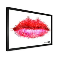 PROIZVODNJAK Sažetak crvene žene usne u pikselima moderno uramljene umjetnosti