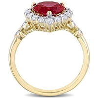 Miabella Women's 3- CT kreirao je Ruby, Topaz Diamond Accent 10KT Žuti zlatni halo Angažov prsten