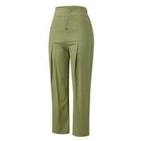 B91xZ ženske lanene pantalone ženske pamučne modne duge pantalone sa elastičnim strukom Casual pantalone