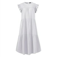 Feternalni ženski okrugli vrat Casual kratki rukav Ruffle-Trim ljetne Mini haljine haljine za žene