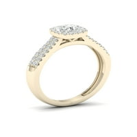 1 3CT TDW Diamond 10K žuti zlatni oblik jastuka Halo zaručni prsten
