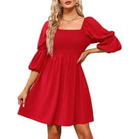 Haljine za žene Ljetna casual haljina cvjetni scoop rukav za rukav kratke haljine kratke haljine crvene