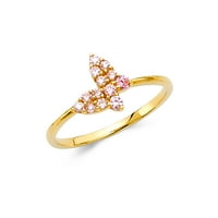 Dragulji Lu 14k žutog zlata kubni cirkonij CZ leptir modni prsten za godišnjicu veličine 6