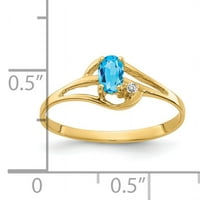 Primalni zlatni karat žuti zlato 5x ovalni plavi topaz i dijamantni prsten
