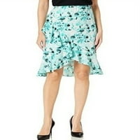 Žene Aqua ruffled cvjetni duljina koljena trošenje za rad A-line suknje 18
