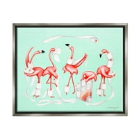 Stupell Industries Silly Flamingos rolne toaletnog papira ilustracije u kupaonici grafička Umjetnost sjaj