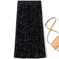 yinguo jesen zimska moda crna moda šljokice Bodycon suknja elegantne ženske suknje visokog struka s