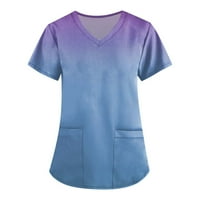 Ženske Bluze Kratke Rukave Radna Bluza Grafički Printovi Ženski V-Izrez Tee Summer Tops Blue S