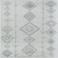 Soleil BR15L domaći bijeli plemenski Marokanski svijetlosivi tepih, 5'x7'
