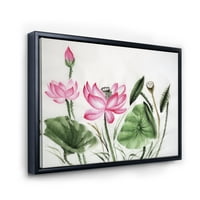 Designart' Ancient Pink Lotuses In the Pond II ' tradicionalni uramljeni platneni zidni umjetnički Print