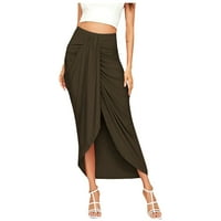 Duge suknje prorez elastična Drapirana Casual čvrsta ženska Wrap visokog struka asimetrična Maxi suknja