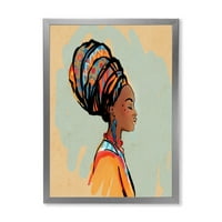 Designart 'portret afroamerikanke s turbanom III' moderni uokvireni umjetnički Print
