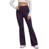 Bootcut Yoga pantalone za žene, ženske Casual tanke visoke elastične struka jednobojne sportske Yoga Flare pantalone ljubičaste srednje